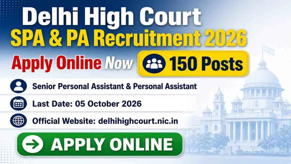Delhi High Court SPA & PA Recruitment 2026: Apply Online for 150 Posts