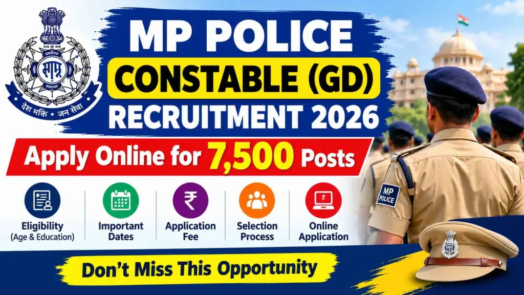 MP Police Constable (GD) Recruitment 2026: Apply online for 7,500 Constable GD posts