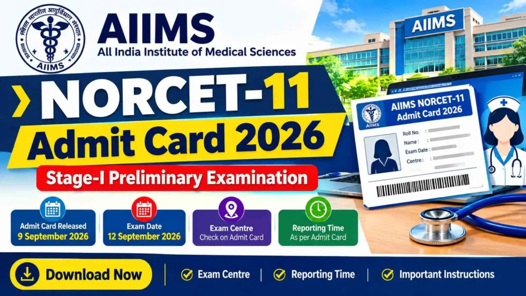 AIIMS NORCET-11 Admit Card 2026: Stage-I Preliminary Examination