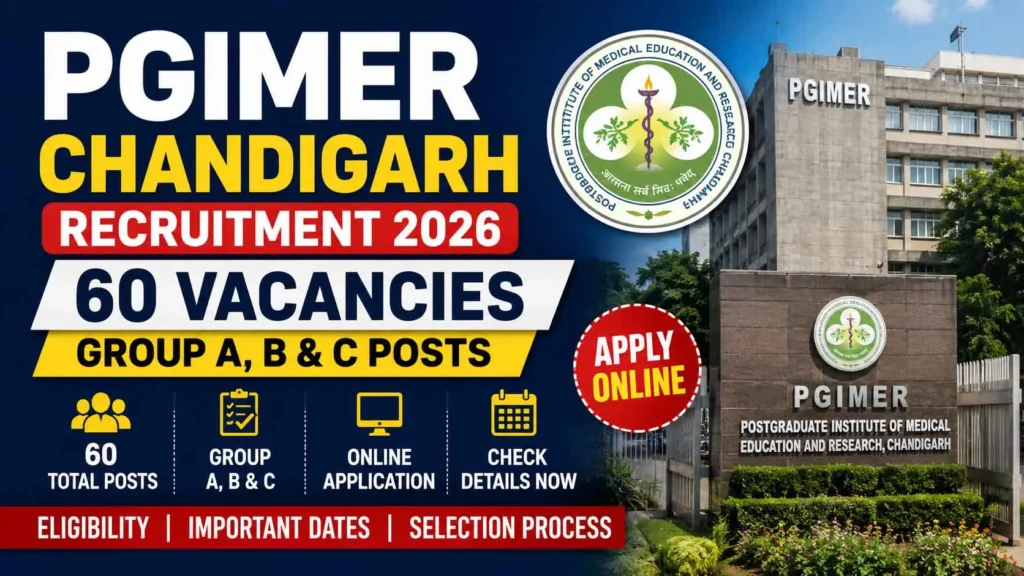 PGIMER Chandigarh Recruitment 2026: Apply Online for 60 Group A, B & C Posts
