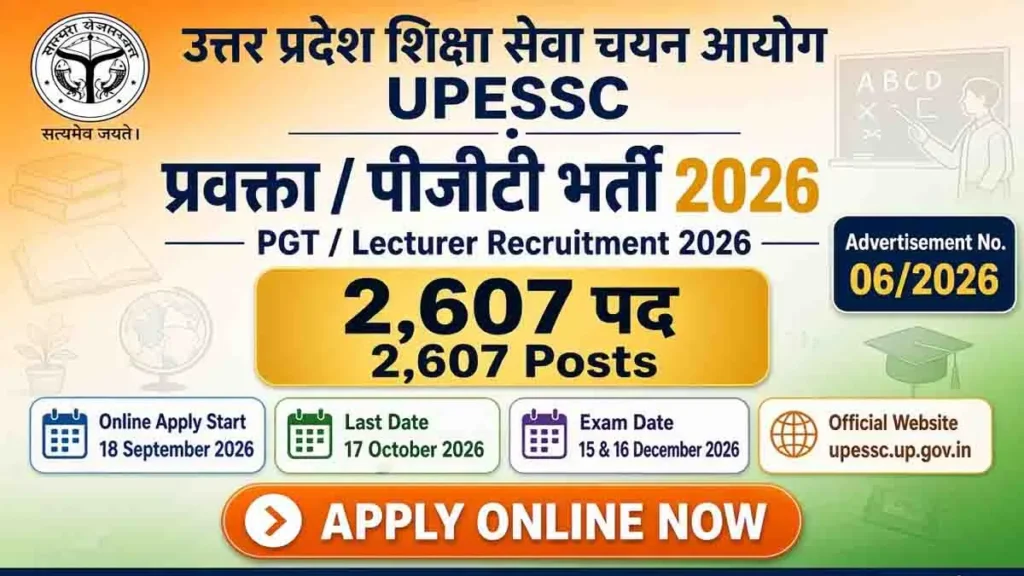 UPESSC UP PGT Recruitment 2026: Apply Online for Post Graduate Teacher Posts