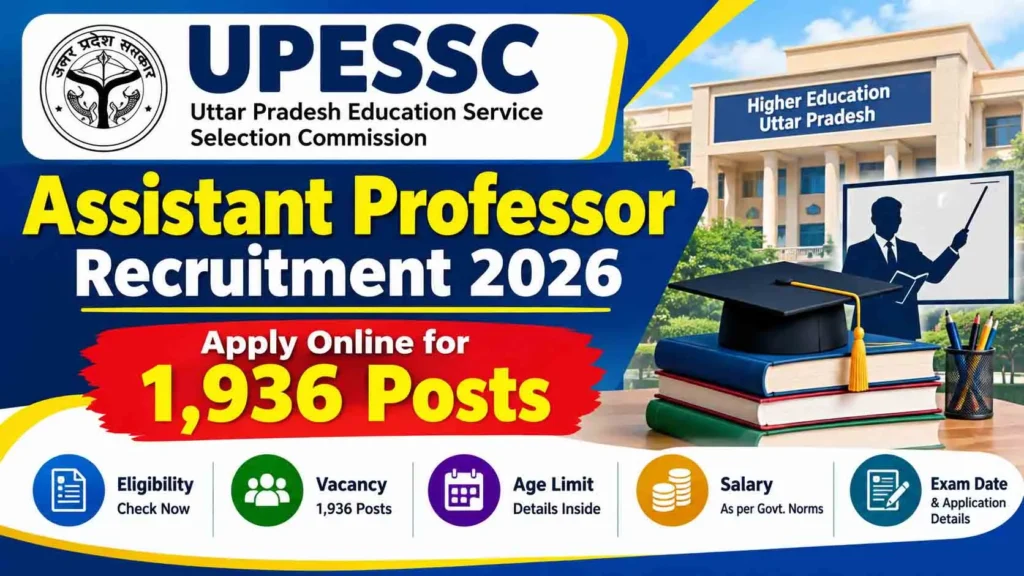 UPESSC Assistant Professor Recruitment 2026: Apply online for 1,936 Assistant Professor posts