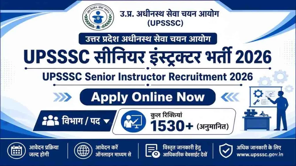 UPSSSC Senior Instructor Recruitment 2026: Apply online for 132 Senior Instructor posts